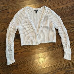 Women’s Aqua ivory knit cropped cardigan sweater XS